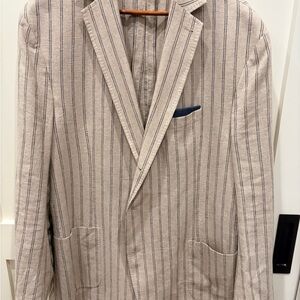 Daniel Cremieux Beige and Navy Striped Blazer